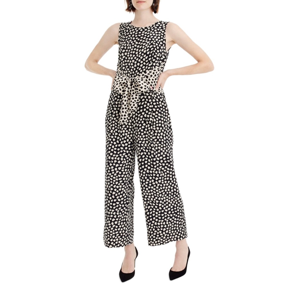 J. Crew Drone Tie Front Silk Jumpsuit Pebble